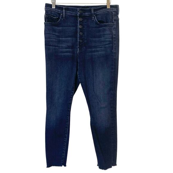 MOTHER The Pixie Swooner Ankle Fray High Rise Jeans in Thunder Road, Size 31 - Picture 2 of 16
